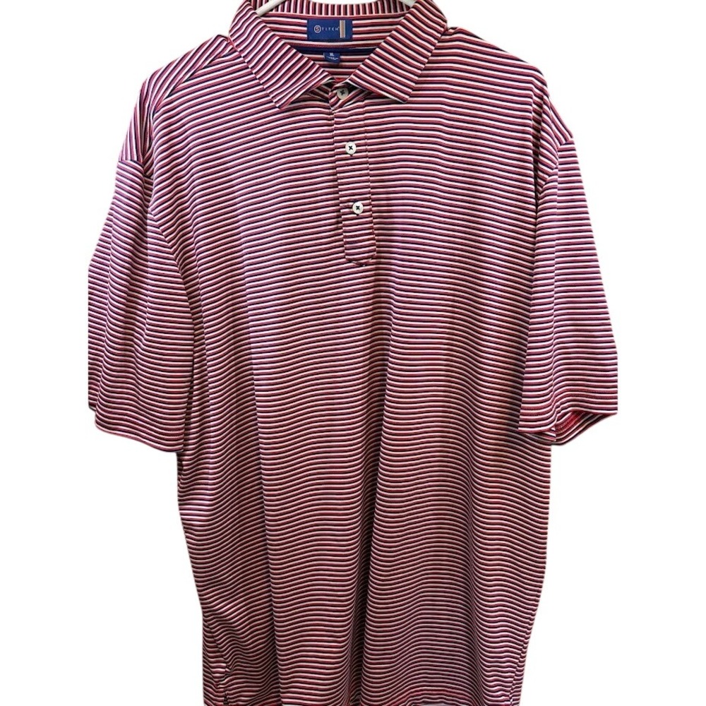 Stitch Golf Mens XL Polo Shirt Red White Blue Striped Performance Short Sleeve